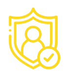 An icon of a person in a shield-shaped badge with a checkmark